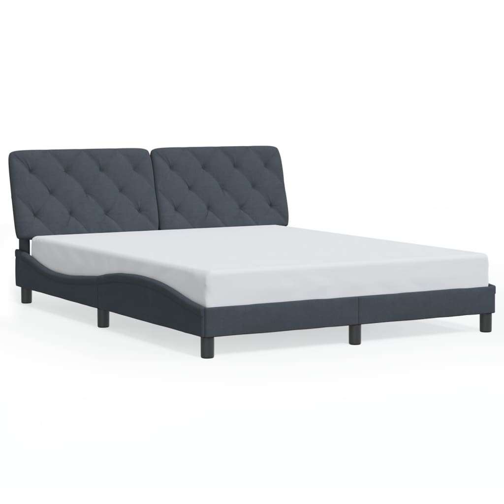 Bettgestell mit LED ohne Matratze Dunkelgrau 160x200 cm Samt