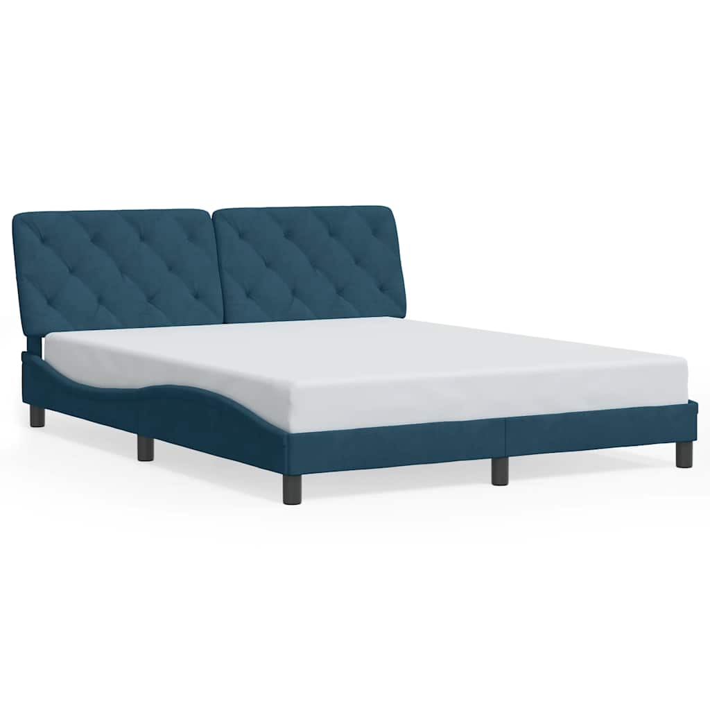 Bettgestell mit LED ohne Matratze Blau 160x200 cm Samt