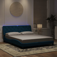 Bettgestell mit LED-Leuchten Blau 160x200 cm Samt