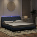 Bettgestell mit LED ohne Matratze Dunkelgrau 180x200 cm Samt
