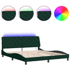 Bettgestell mit LED ohne Matratze Dunkelgrün 180x200 cm Samt