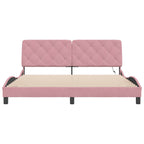 Bettgestell mit LED ohne Matratze Rosa 180x200 cm Samt