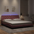 Bettgestell mit LED ohne Matratze Rosa 180x200 cm Samt