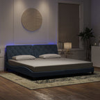 Bettgestell mit LED ohne Matratze Dunkelgrau 200x200 cm Samt