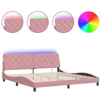 Bettgestell mit LED ohne Matratze Rosa 200x200 cm Samt