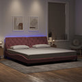 Bettgestell mit LED ohne Matratze Rosa 200x200 cm Samt