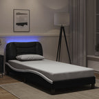 Bettgestell mit LED ohne Matratze "Hvar" Schwarz und Weiß 90x190 cm