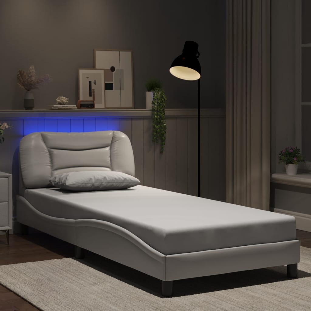 Bettgestell mit LED ohne Matratze "Hvar" Weiß 90x200 cm