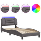 Bettgestell mit LED ohne Matratze "Hvar" Grau 90x200 cm