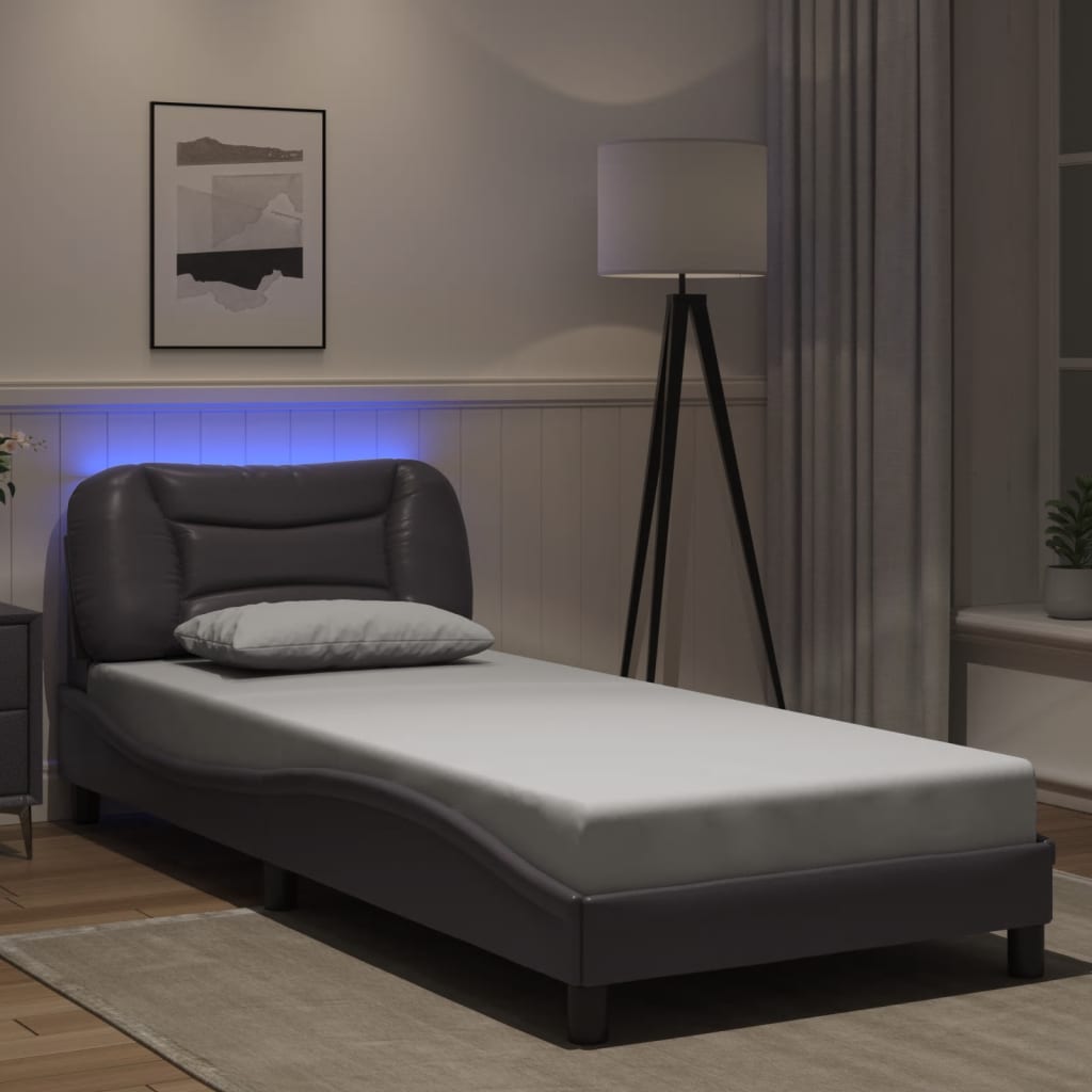 Bettgestell mit LED ohne Matratze "Hvar" Grau 90x200 cm