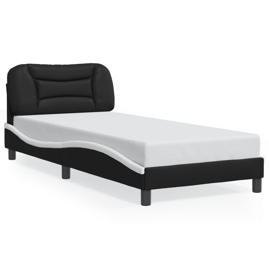 Bettgestell mit LED ohne Matratze "Hvar" Schwarz und Weiß 90x200 cm