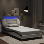 Bettgestell mit LED ohne Matratze "Hvar" Weiß und Schwarz 100x200 cm