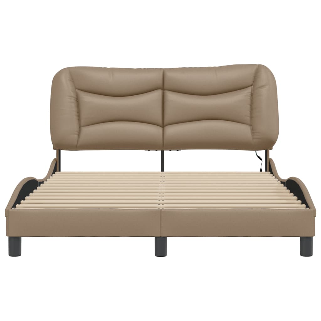Bettgestell mit LED ohne Matratze "Hvar" Cappuccino-Braun 120x200 cm