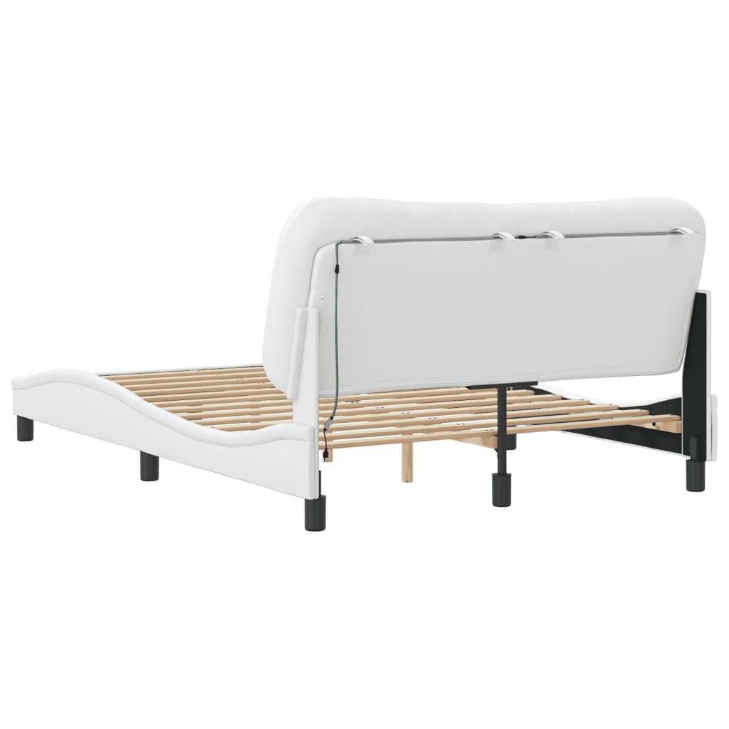 Bettgestell mit LED ohne Matratze "Hvar" Weiß 140x190 cm