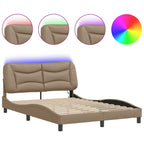Bettgestell mit LED ohne Matratze "Hvar" Cappuccino-Braun 140x190 cm