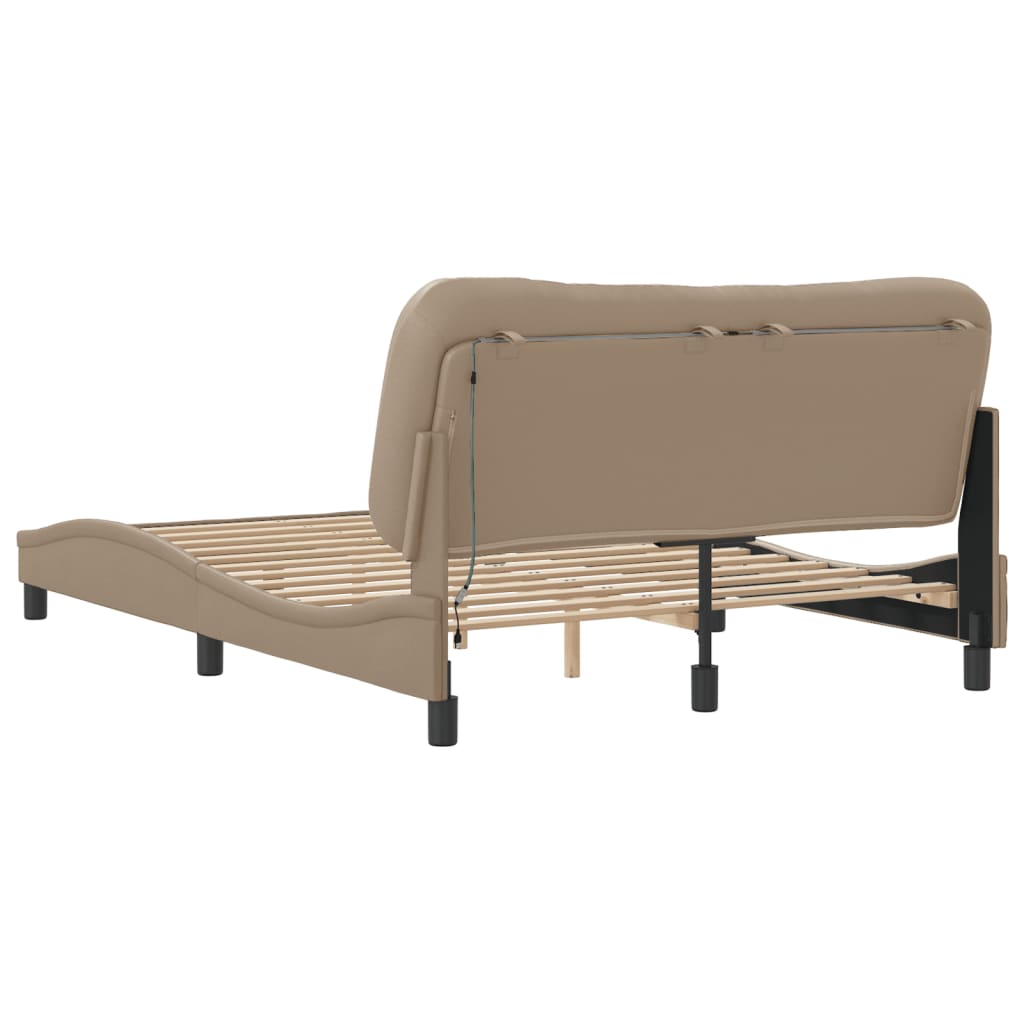 Bettgestell mit LED ohne Matratze "Hvar" Cappuccino-Braun 140x190 cm