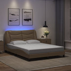 Bettgestell mit LED ohne Matratze "Hvar" Cappuccino-Braun 140x190 cm