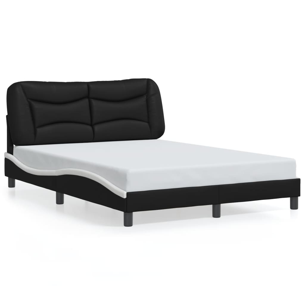 Bettgestell mit LED ohne Matratze "Hvar" Schwarz und Weiß 140x190 cm
