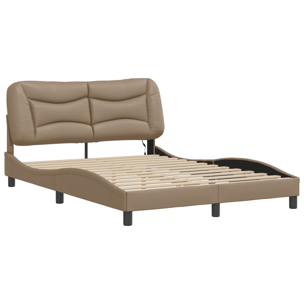 Bettgestell mit LED ohne Matratze "Hvar" Cappuccino-Braun 140x200 cm