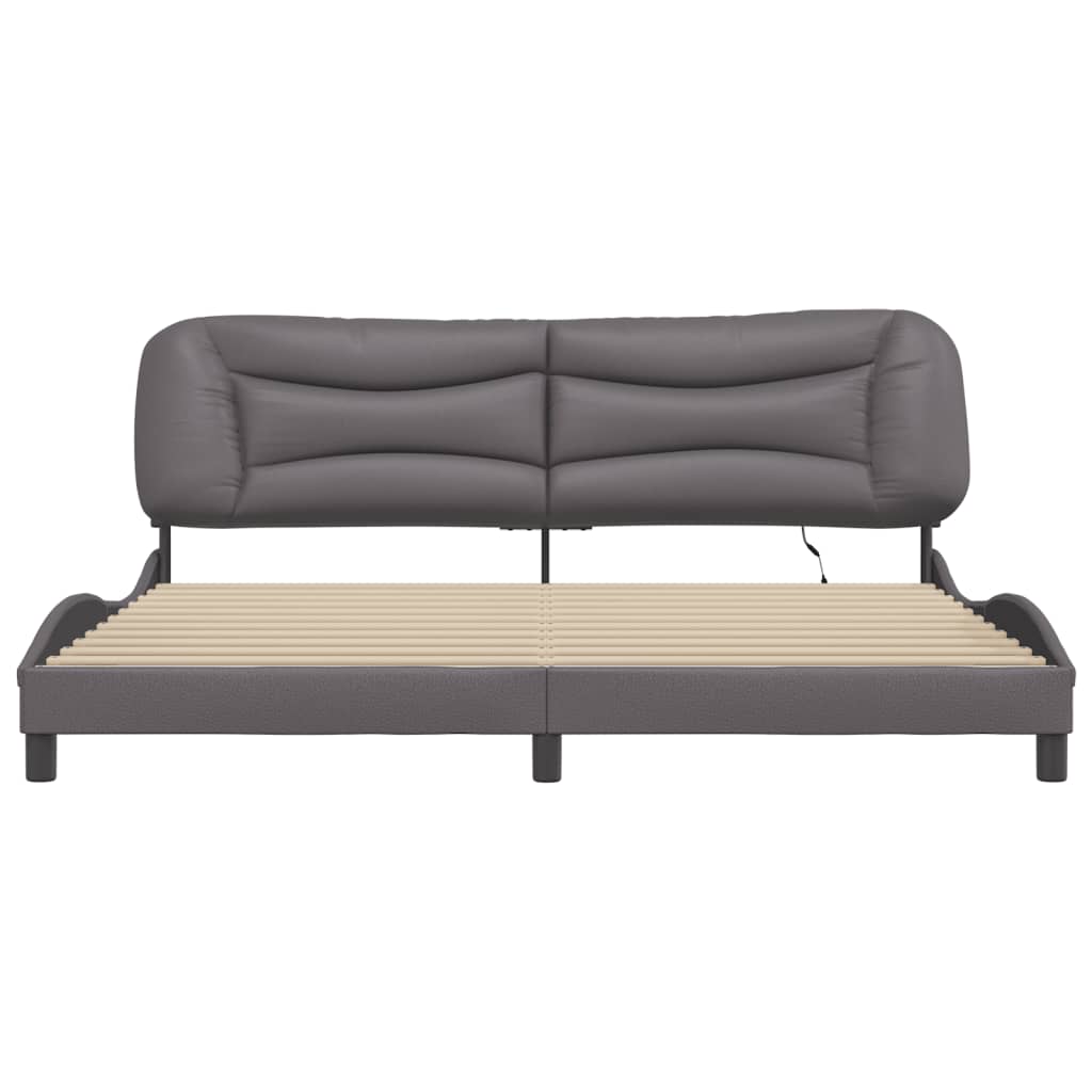 Bettgestell mit LED ohne Matratze "Hvar" Grau 200x200 cm