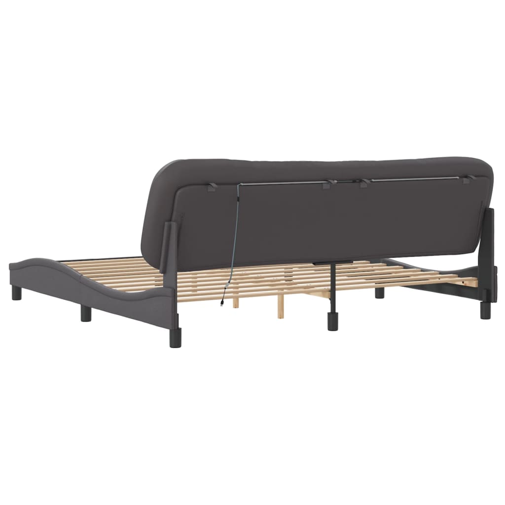 Bettgestell mit LED ohne Matratze "Hvar" Grau 200x200 cm