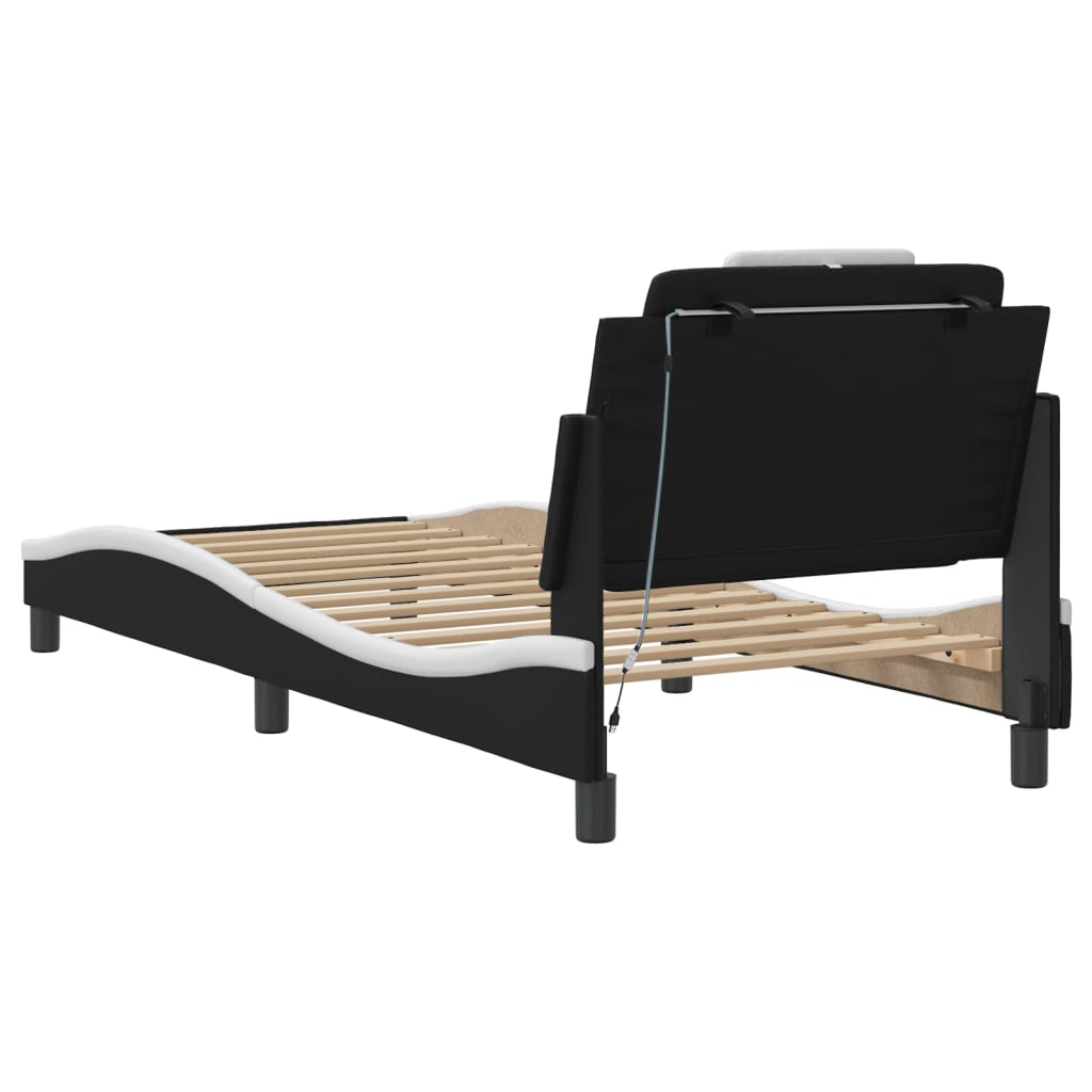 Bettgestell "Viana" mit LED ohne Matratze Schwarz und Weiß 80x200 cm