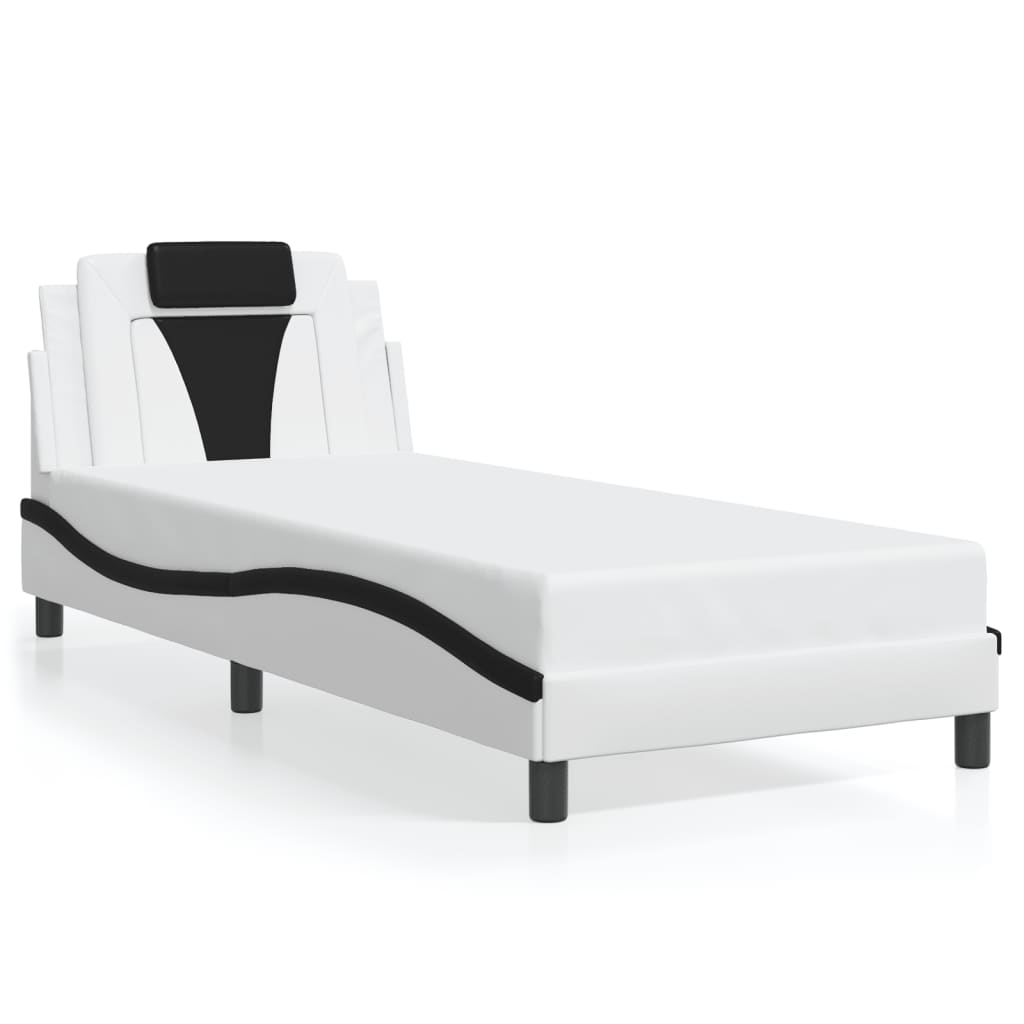 Bettgestell "Viana" mit LED ohne Matratze Weiß und Schwarz 90x190 cm