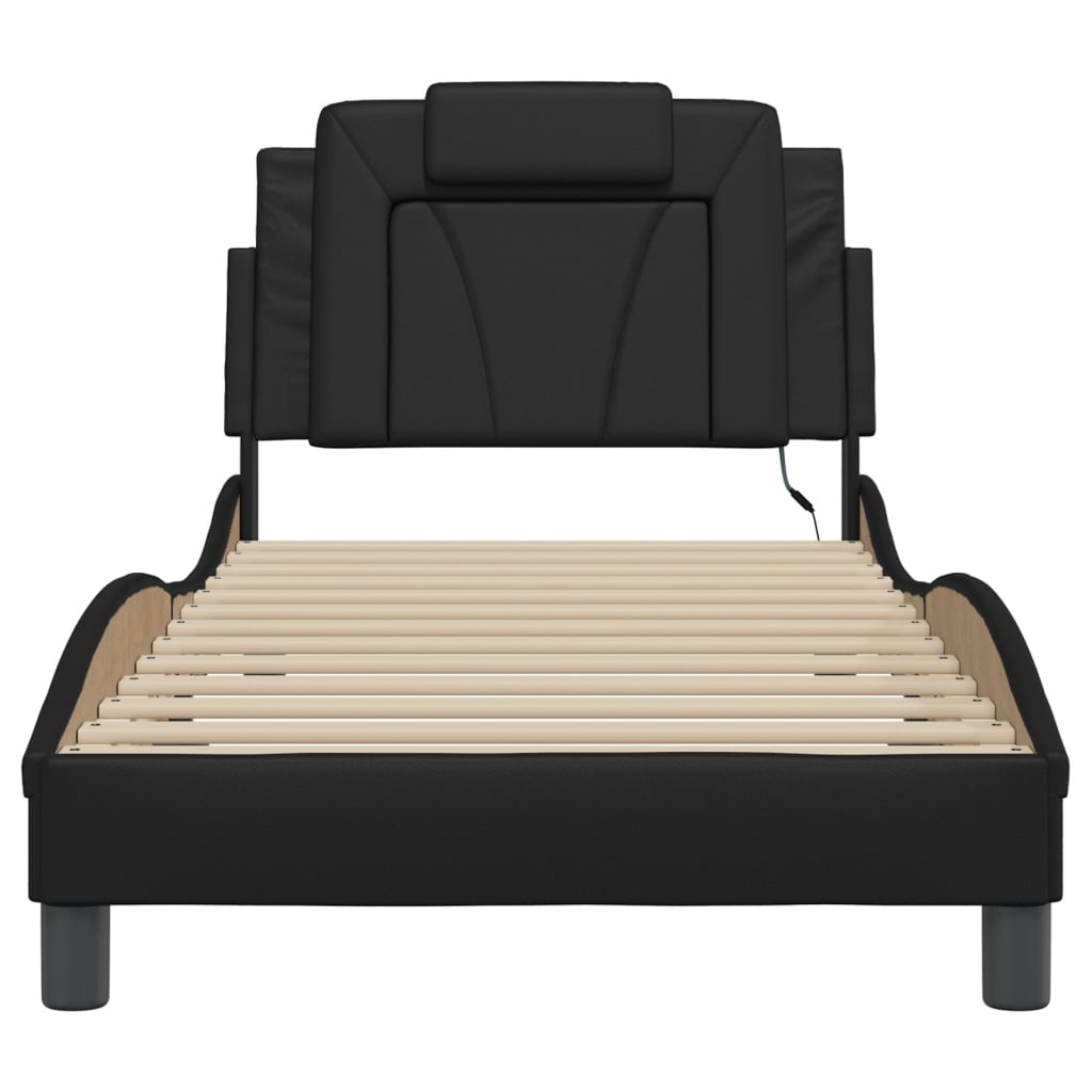 Bettgestell "Viana" mit LED ohne Matratze Schwarz 90x200 cm
