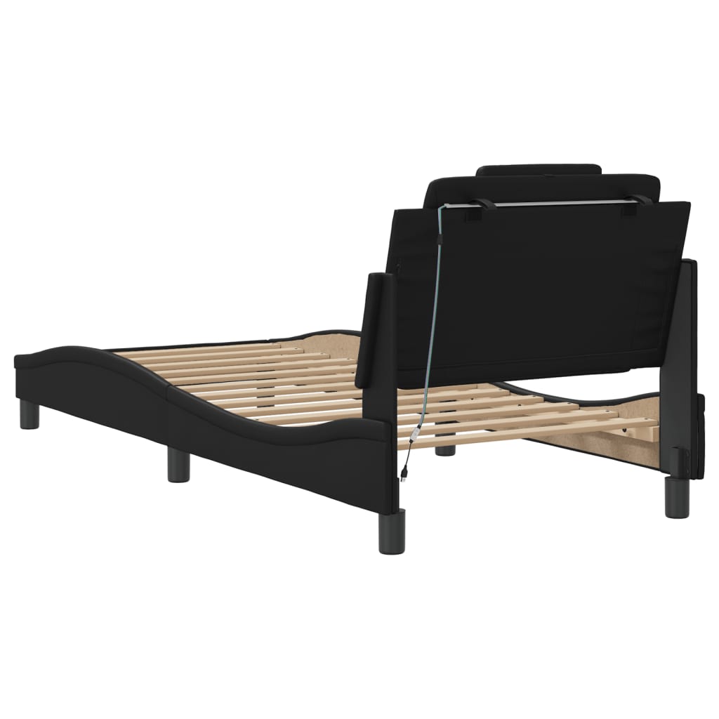 Bettgestell "Viana" mit LED ohne Matratze Schwarz 90x200 cm