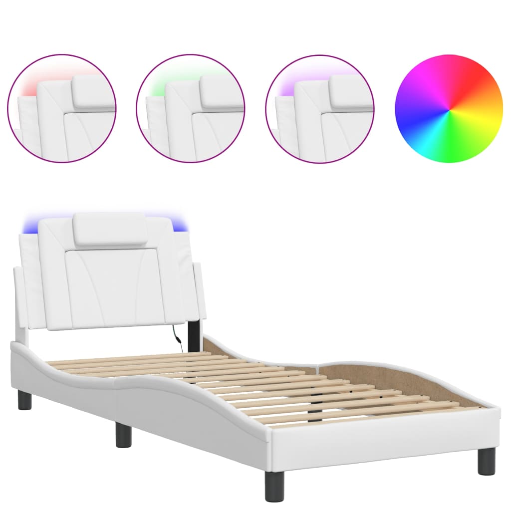 Bettgestell "Viana" mit LED ohne Matratze Weiß 90x200 cm