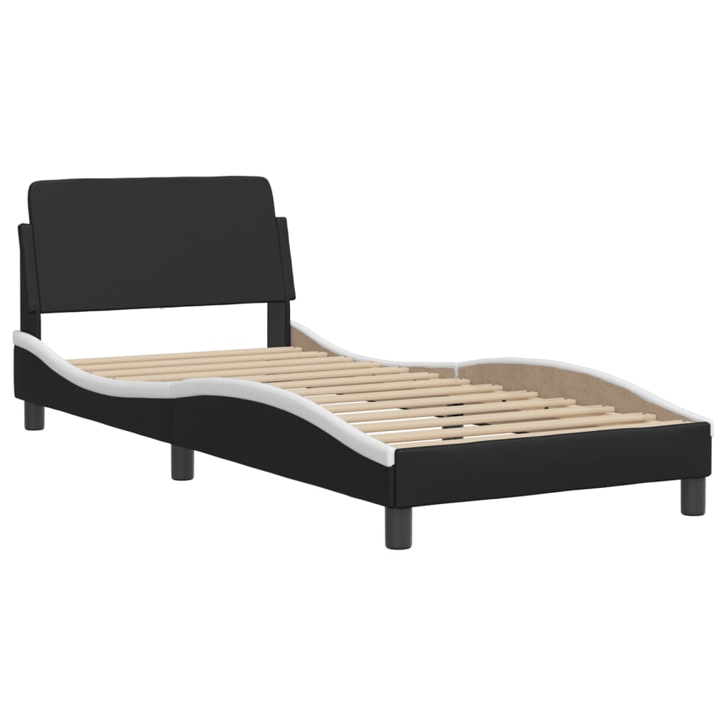 Bettgestell "Viana" mit LED ohne Matratze Schwarz und Weiß 90x200 cm
