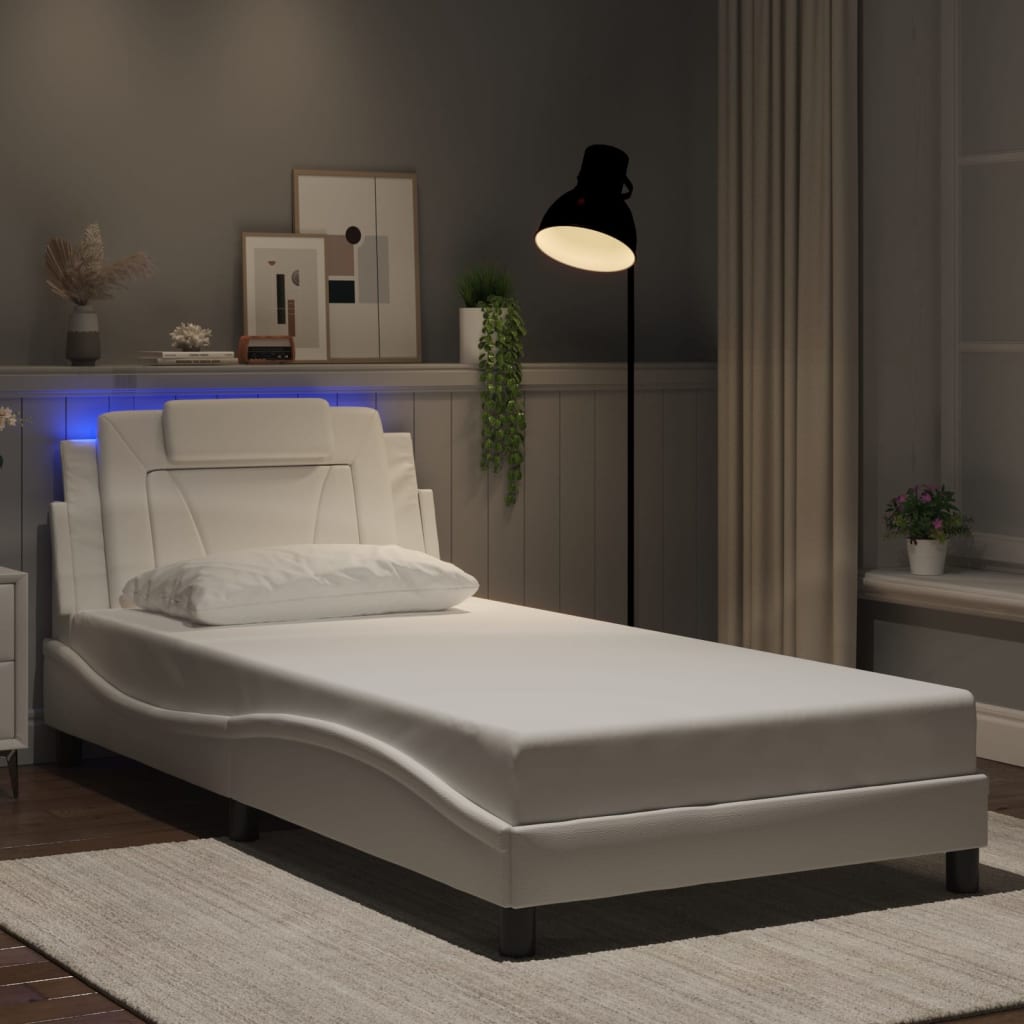 Bettgestell "Viana" mit LED ohne Matratze Weiß 100x200 cm