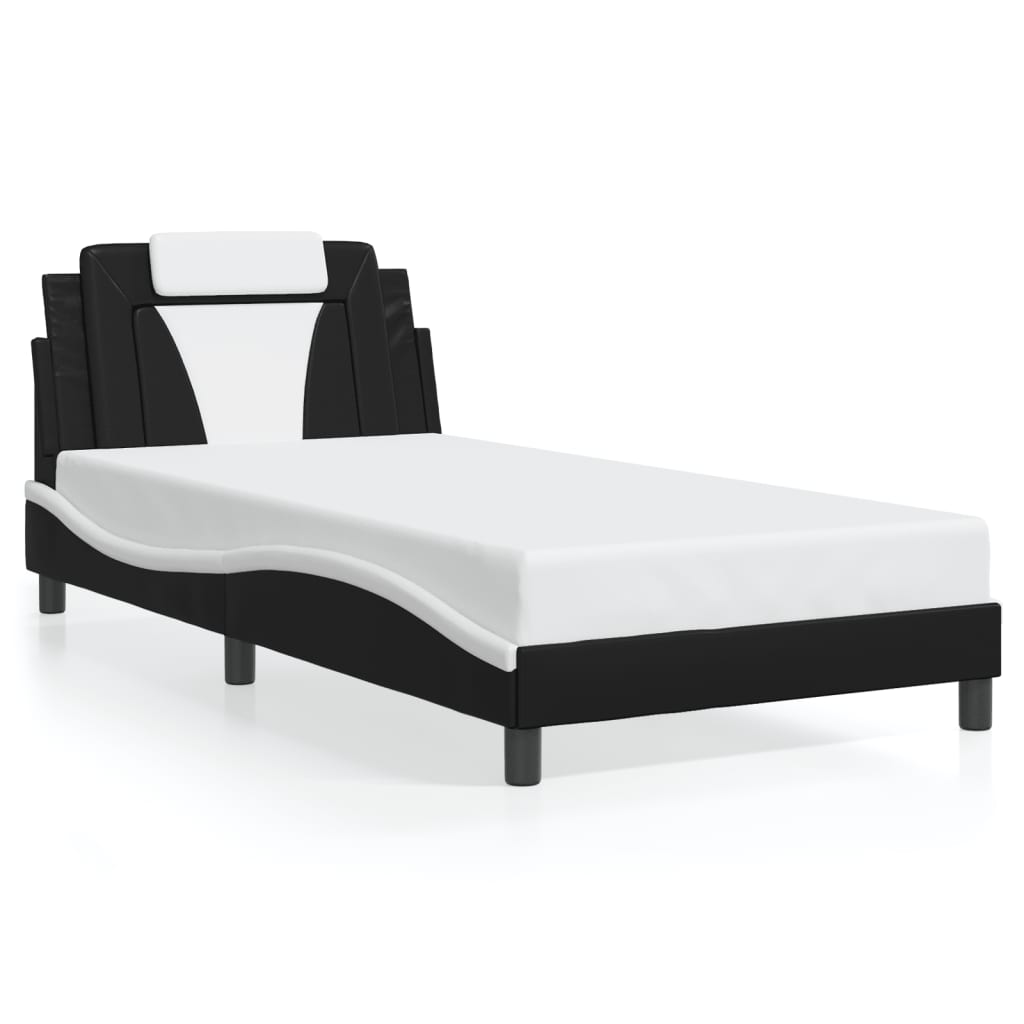 Bettgestell "Viana" mit LED ohne Matratze Schwarz und Weiß 100x200 cm