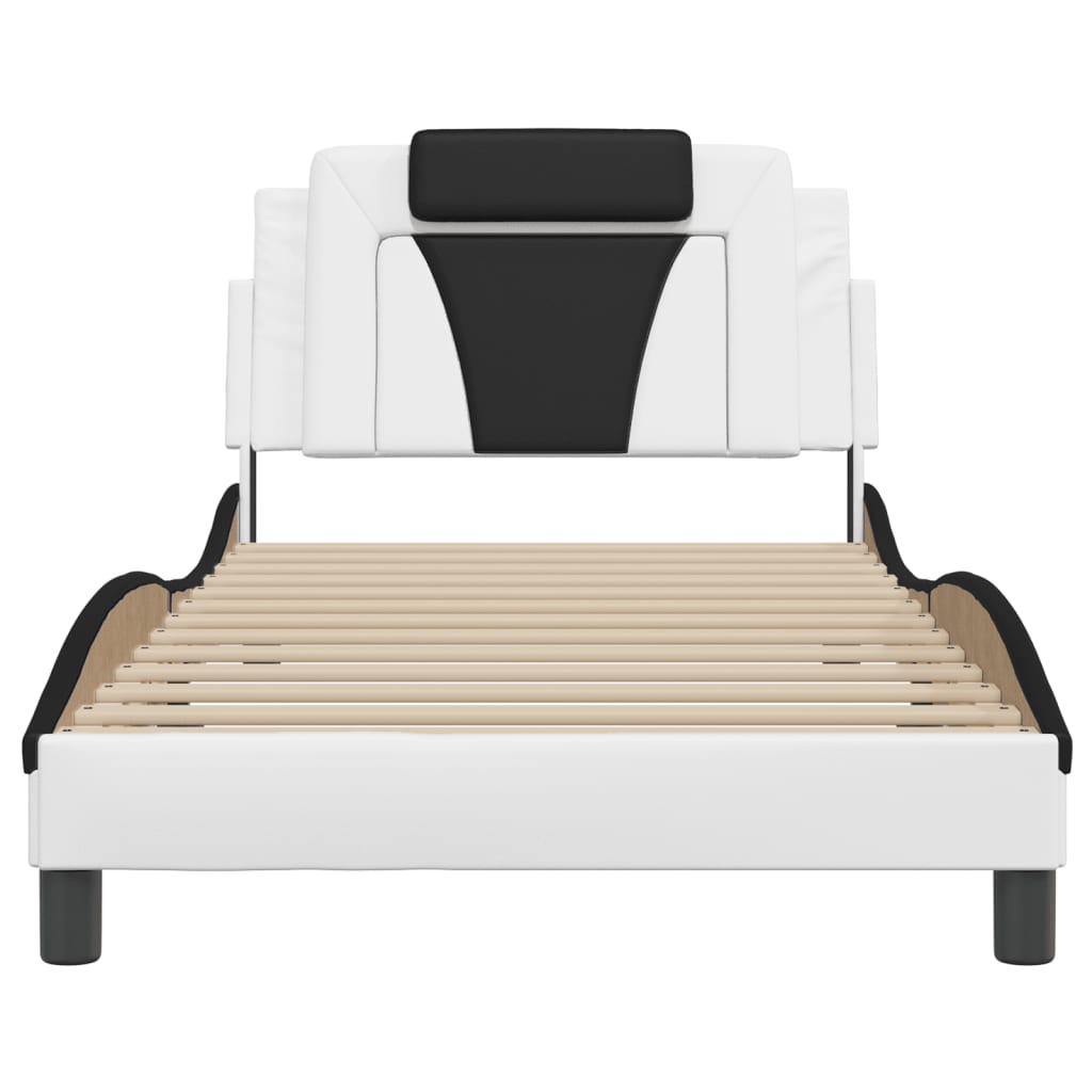 Bettgestell "Viana" mit LED ohne Matratze Weiß und Schwarz 100x200 cm