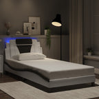 Bettgestell "Viana" mit LED ohne Matratze Weiß und Schwarz 100x200 cm