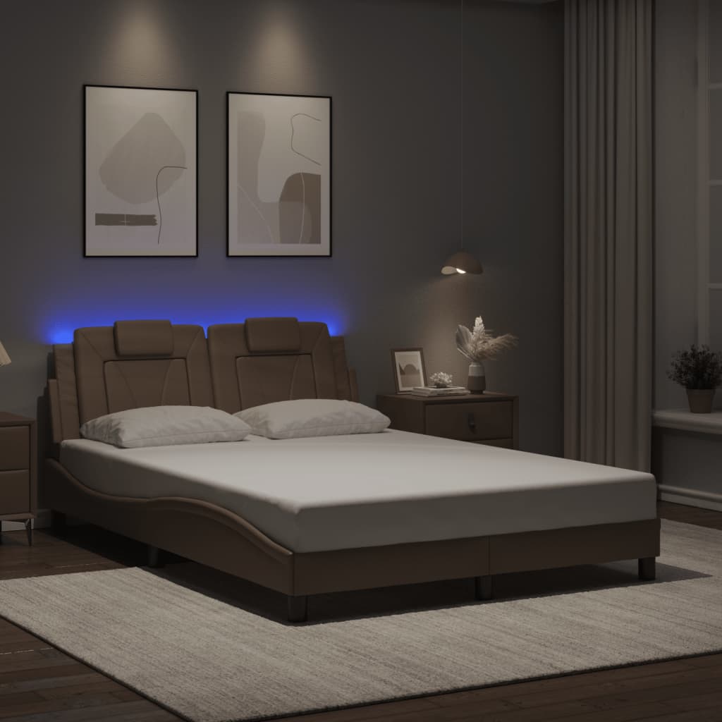 Bettgestell "Viana" mit LED ohne Matratze Cappuccino-Braun 120x200 cm