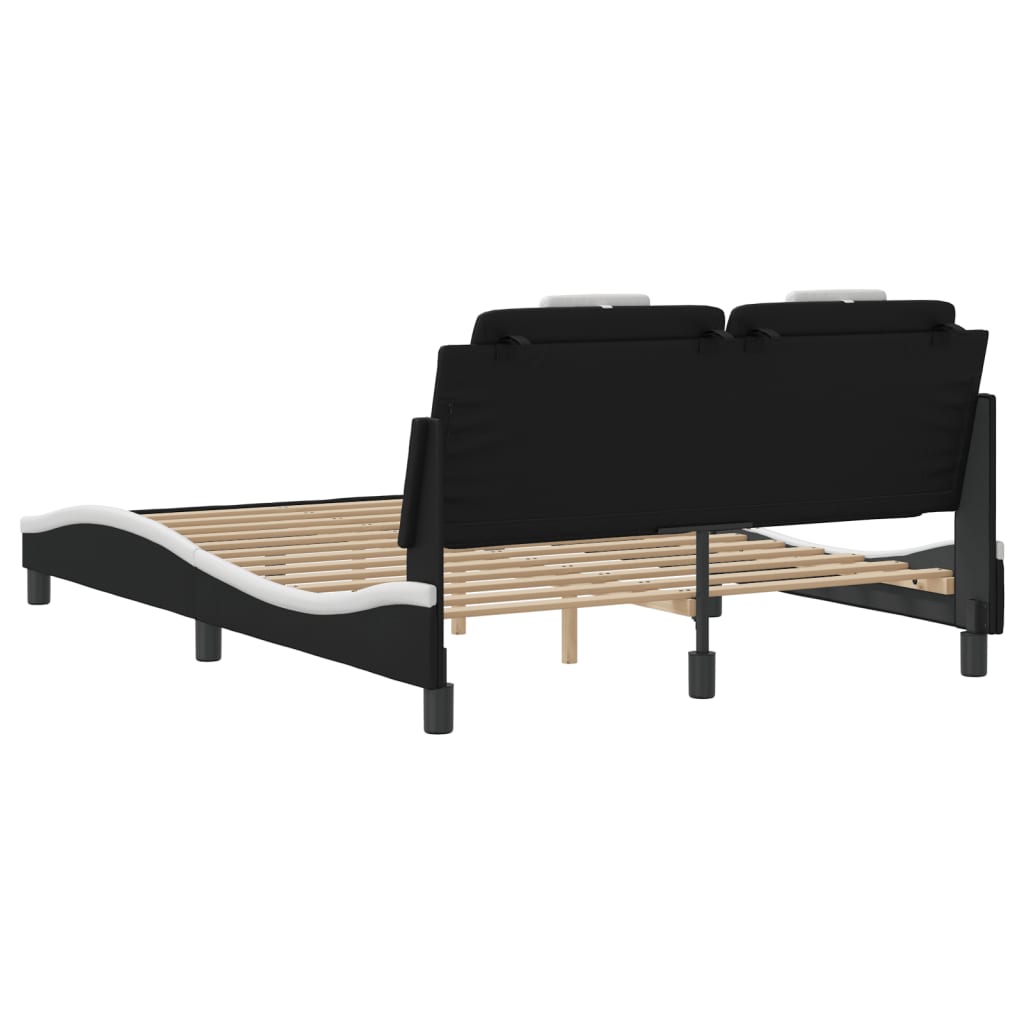 Bettgestell "Viana" mit LED ohne Matratze Schwarz und Weiß 120x200 cm