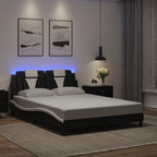 Bettgestell "Viana" mit LED ohne Matratze Schwarz und Weiß 120x200 cm
