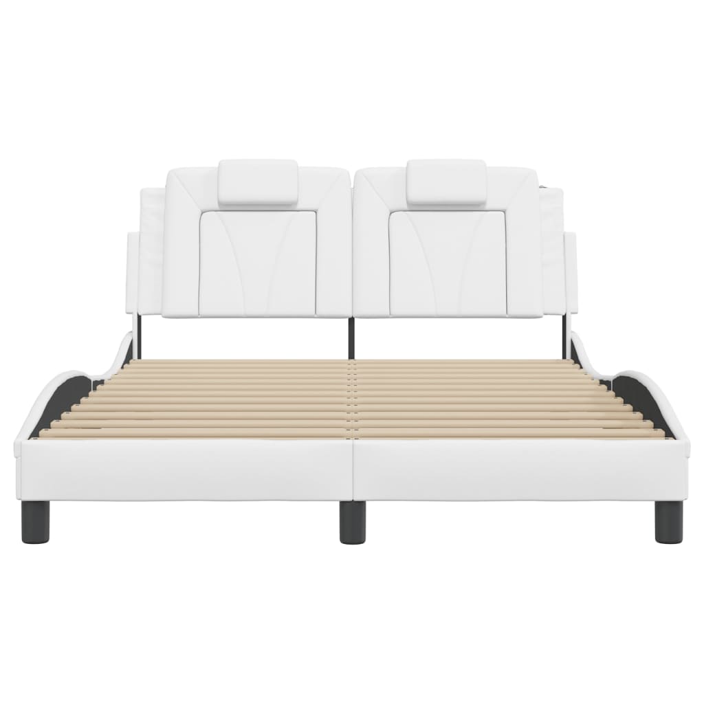 Bettgestell "Viana" mit LED ohne Matratze Weiß 140x190 cm