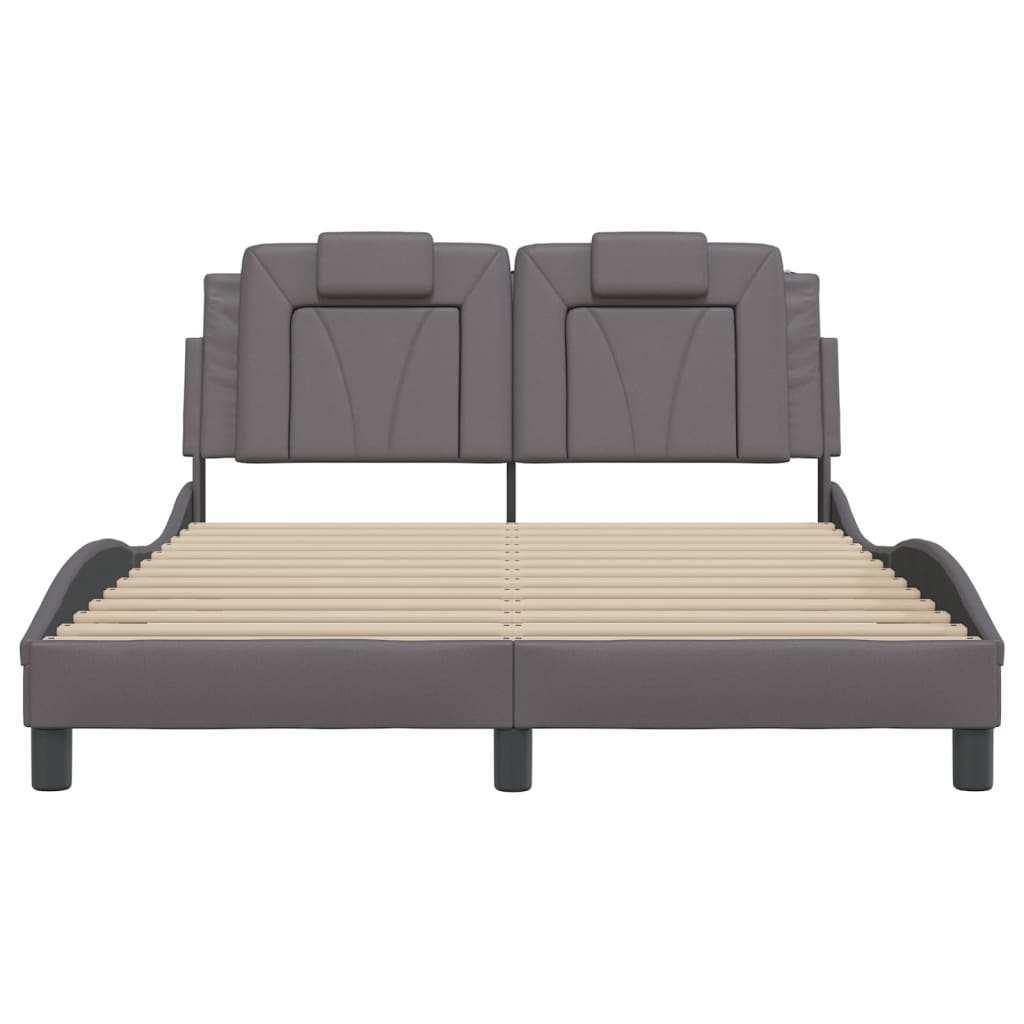Bettgestell "Viana" mit LED ohne Matratze Grau 140x190 cm