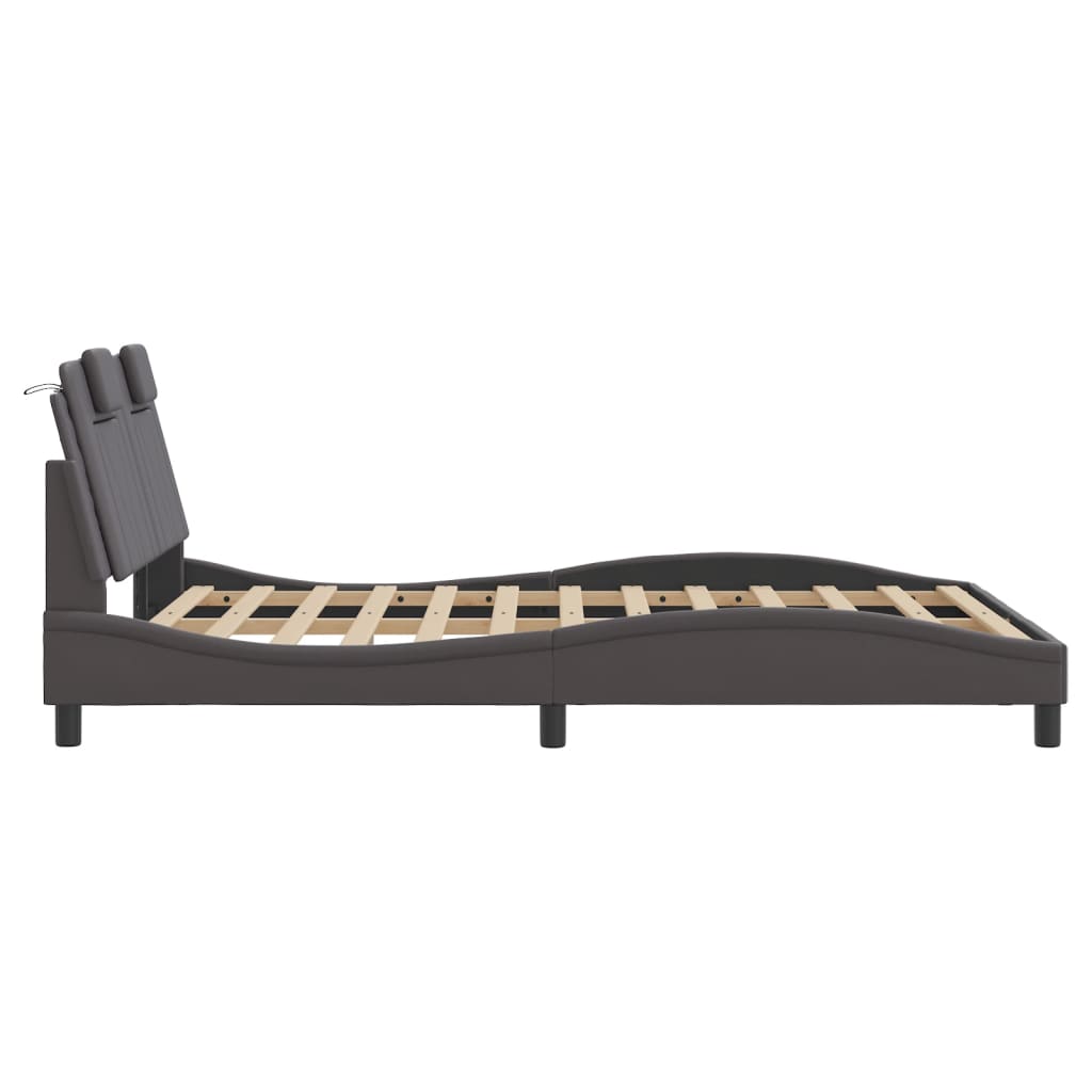Bettgestell "Viana" mit LED ohne Matratze Grau 140x190 cm