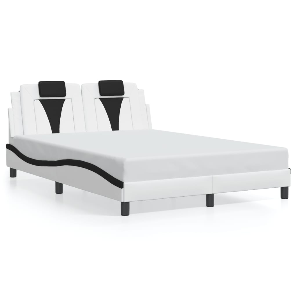 Bettgestell "Viana" mit LED ohne Matratze Weiß und Schwarz 140x190 cm