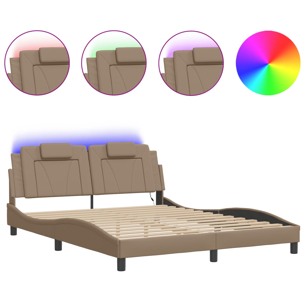 Bettgestell "Viana" mit LED ohne Matratze Cappuccino-Braun 160x200 cm