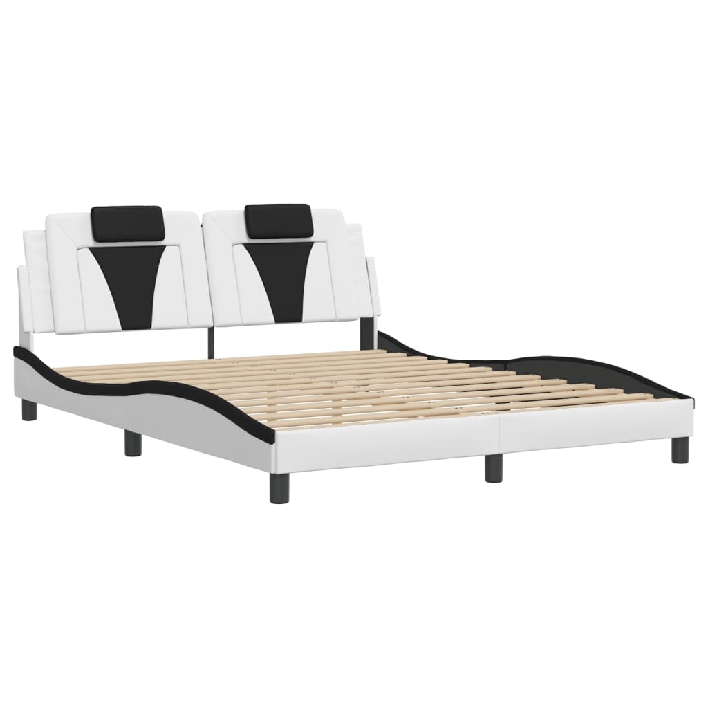 Bettgestell "Viana" mit LED ohne Matratze Weiß und Schwarz 160x200 cm