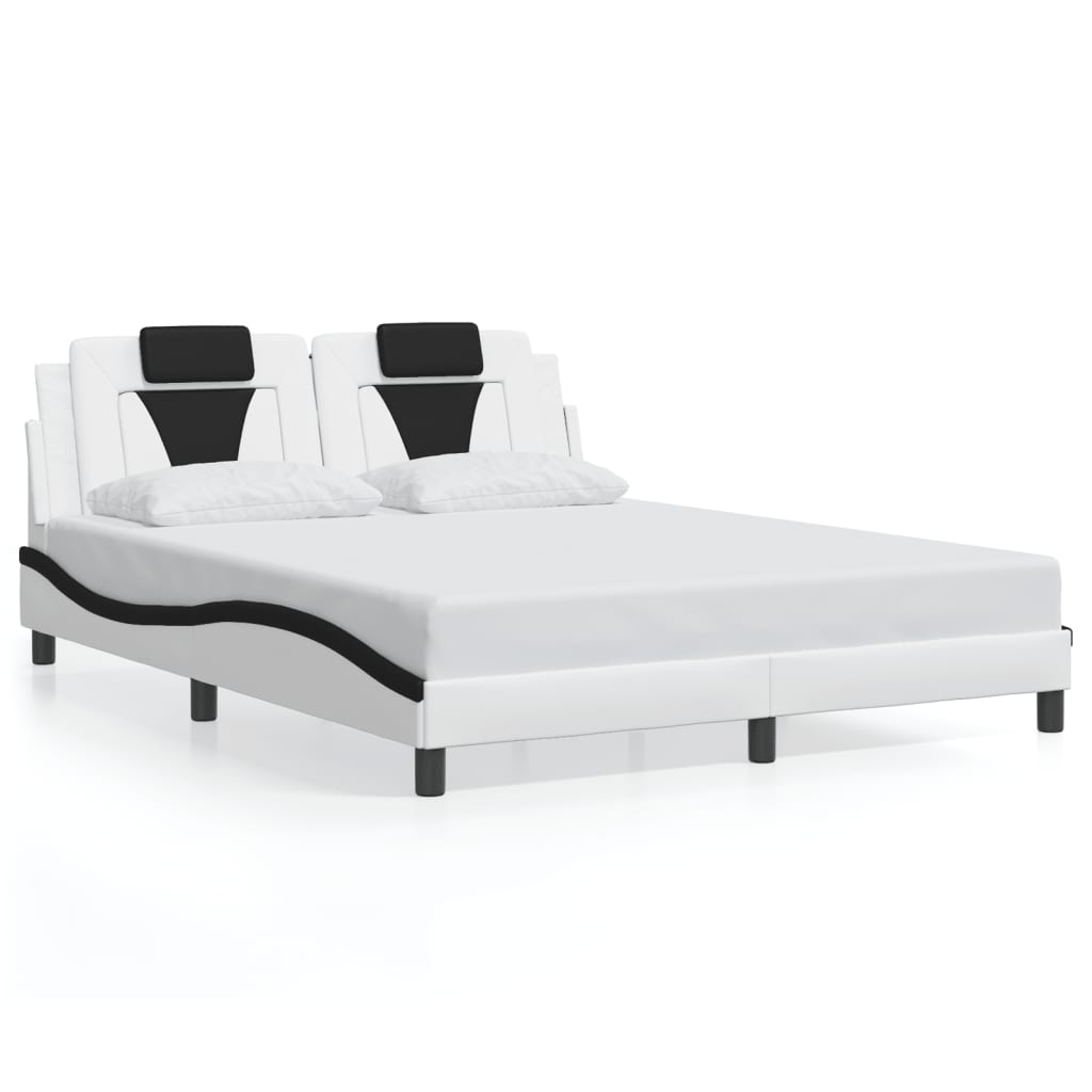 Bettgestell "Viana" mit LED ohne Matratze Weiß und Schwarz 160x200 cm