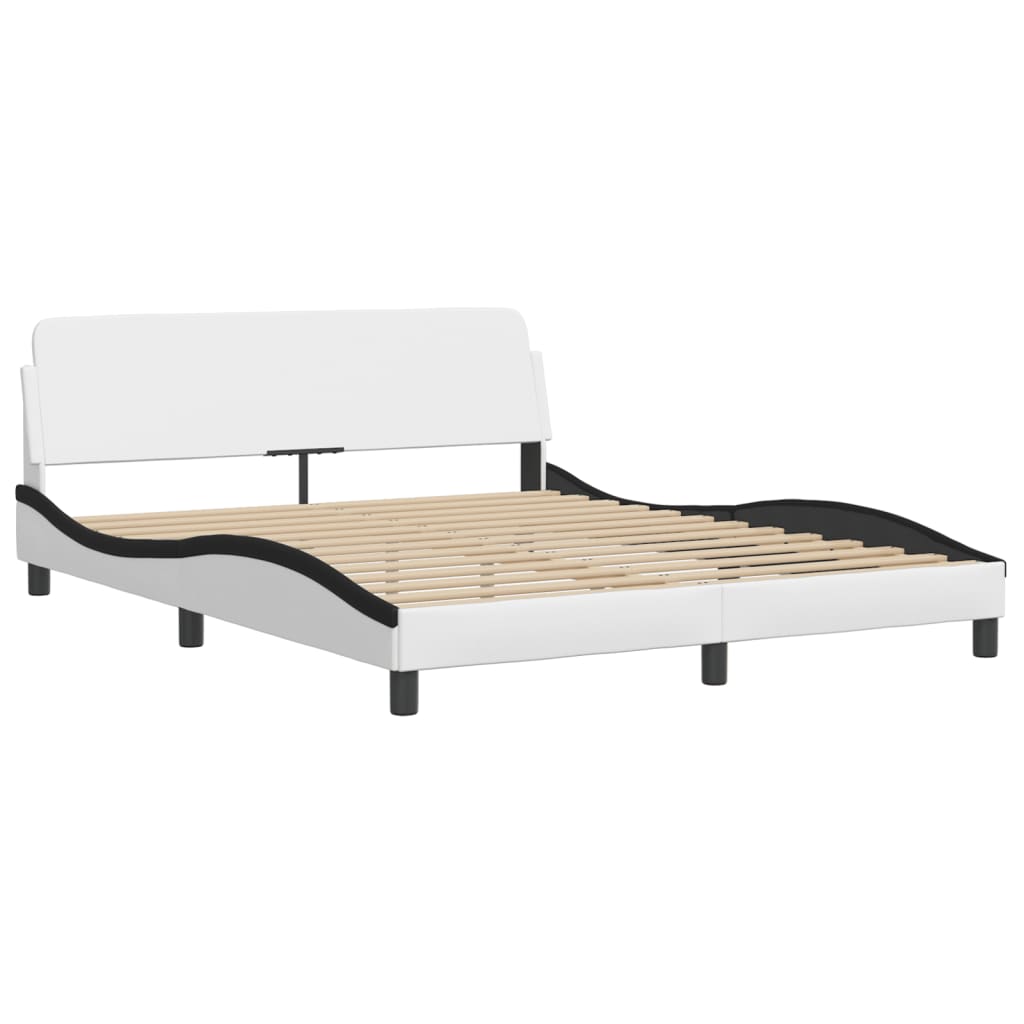 Bettgestell "Viana" mit LED ohne Matratze Weiß und Schwarz 160x200 cm