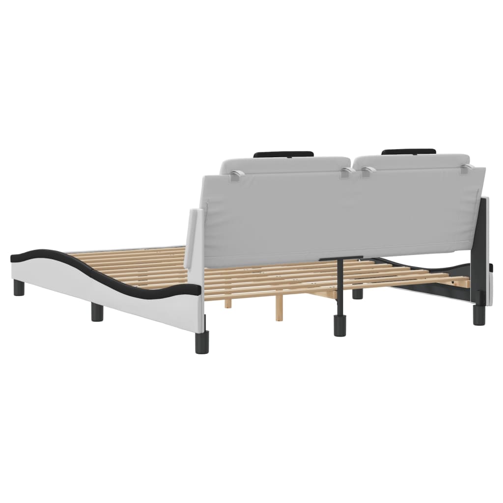Bettgestell "Viana" mit LED ohne Matratze Weiß und Schwarz 160x200 cm