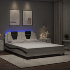 Bettgestell "Viana" mit LED ohne Matratze Weiß und Schwarz 160x200 cm