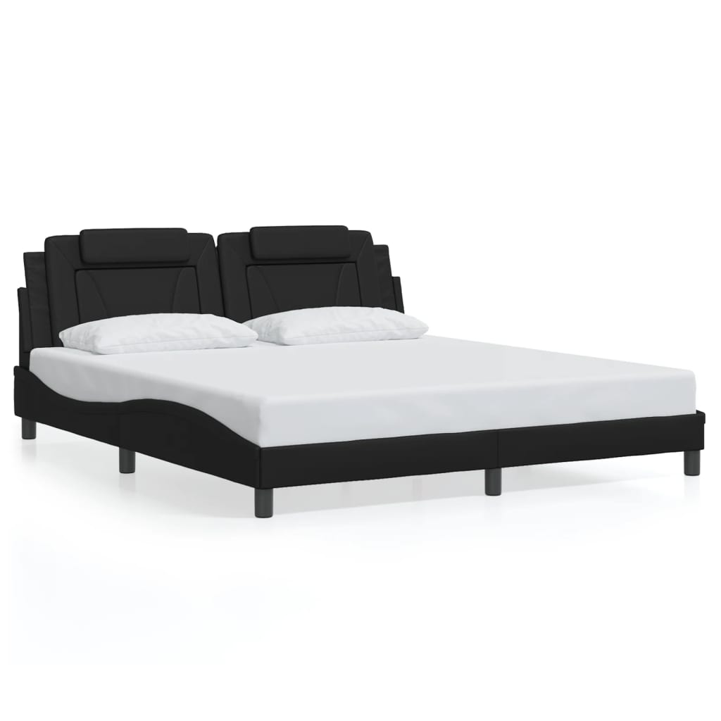 Bettgestell "Viana" mit LED ohne Matratze Schwarz 180x200 cm