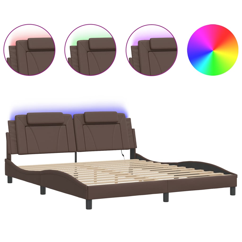Bettgestell "Viana" mit LED ohne Matratze Grau 180x200 cm